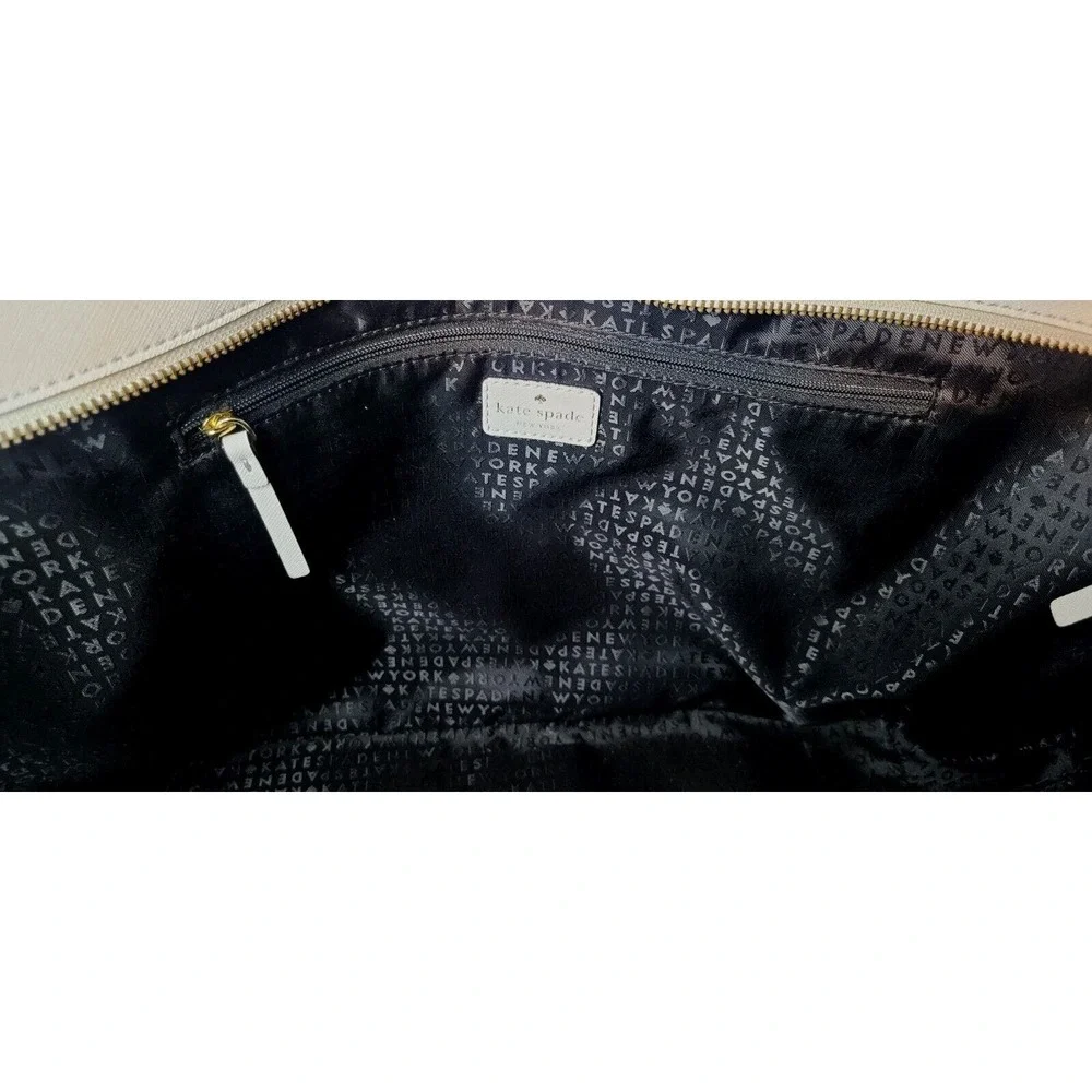 Kate Spade On Pointe Large Swan Tote Black And White Swans 10" Strap Gray Clean - Picture 16 of 16